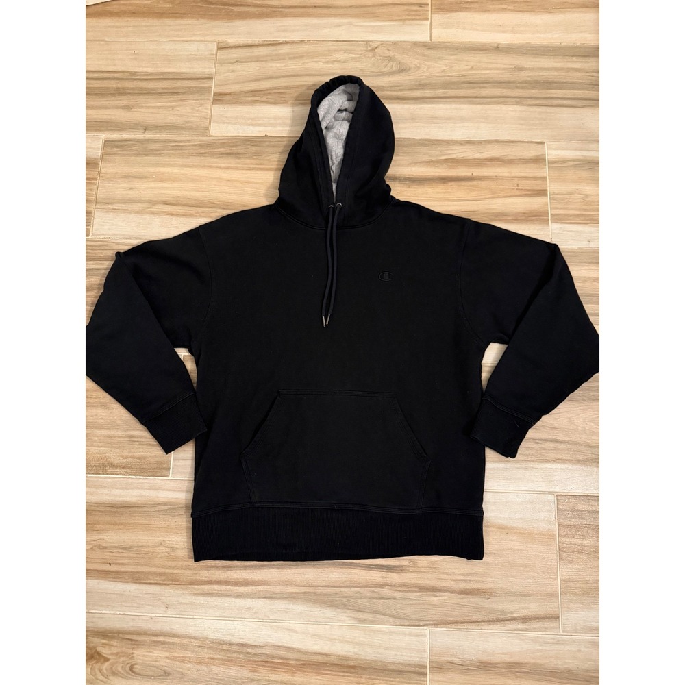 Champion Mens Hoodie Black Pullover Sweatshirt‎ Large Authentic Athleticwear L